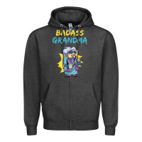 Charcoal Heather badass grandma family mother grandma t shirt Zipper Hoodie - linhVisuals