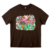 Chocolate Brown Easter vibes Easter Day Heavy Core Tee - HowdyJamesFarm