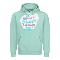 Seafoam pink elephant car wash Zipper Hoodie - linhVisuals
