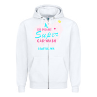 White pink elephant car wash Zipper Hoodie - linhVisuals