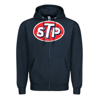 Navy stp Zipper Hoodie - linhVisuals