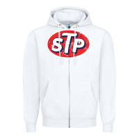 White stp Zipper Hoodie - linhVisuals
