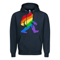 Navy bigfoot t  shirt rainbow bigfoot t  shirt Zipper Hoodie - linhVisuals