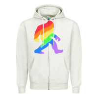 Oatmeal Heather bigfoot t  shirt rainbow bigfoot t  shirt Zipper Hoodie - linhVisuals