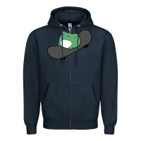 Navy skateboarding frog Zipper Hoodie - linhVisuals