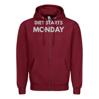 Burgundy diet starts monday Zipper Hoodie - linhVisuals