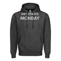 Charcoal Heather diet starts monday Zipper Hoodie - linhVisuals