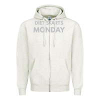 Oatmeal Heather diet starts monday Zipper Hoodie - linhVisuals