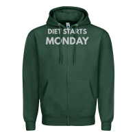 Sports Green diet starts monday Zipper Hoodie - linhVisuals