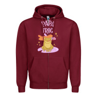Burgundy papa frog Zipper Hoodie - linhVisuals