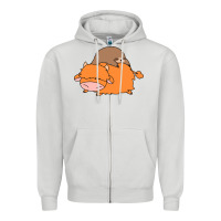Dove Grey sloth and highland cow Zipper Hoodie - linhVisuals