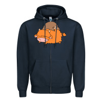 Navy sloth and highland cow Zipper Hoodie - linhVisuals