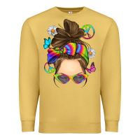 Antique Gold messy bun tie dye Premium Sweatshirt - RanaPortraitStore