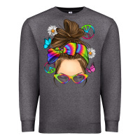 Charcoal Heather messy bun tie dye Premium Sweatshirt - RanaPortraitStore
