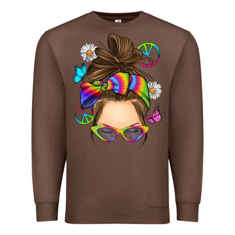 Messy Bun Tie Dye Premium Sweatshirt by RanaPortraitStore | Teevron