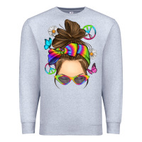 Heather Grey messy bun tie dye Premium Sweatshirt - RanaPortraitStore