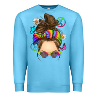 Ocean Blue messy bun tie dye Premium Sweatshirt - RanaPortraitStore
