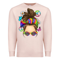 Pale Pink messy bun tie dye Premium Sweatshirt - RanaPortraitStore