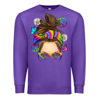 Purple messy bun tie dye Premium Sweatshirt - RanaPortraitStore