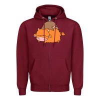 Burgundy sloth and highland cow Zipper Hoodie - linhVisuals