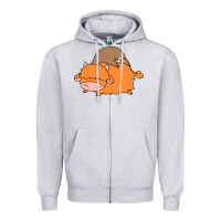 Heather Grey sloth and highland cow Zipper Hoodie - linhVisuals