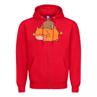 Red sloth and highland cow Zipper Hoodie - linhVisuals