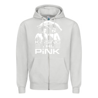 Dove Grey gift for men kissing the pink Zipper Hoodie - linhVisuals