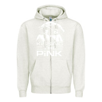 Oatmeal Heather gift for men kissing the pink Zipper Hoodie - linhVisuals