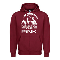 Burgundy gift for men kissing the pink Zipper Hoodie - linhVisuals