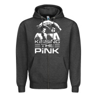 Charcoal Heather gift for men kissing the pink Zipper Hoodie - linhVisuals
