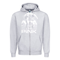 Heather Grey gift for men kissing the pink Zipper Hoodie - linhVisuals