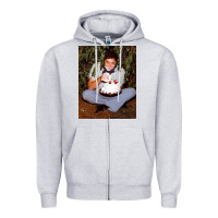 Heather Grey johnny cash eating cake in a bush Zipper Hoodie - linhVisuals