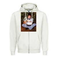 Oatmeal Heather johnny cash eating cake in a bush Zipper Hoodie - linhVisuals