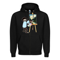 Black bob sloth Zipper Hoodie - linhVisuals