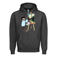Charcoal Heather bob sloth Zipper Hoodie - linhVisuals