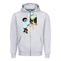 Heather Grey bob sloth Zipper Hoodie - linhVisuals