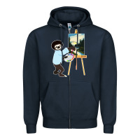 Navy bob sloth Zipper Hoodie - linhVisuals