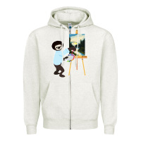 Oatmeal Heather bob sloth Zipper Hoodie - linhVisuals