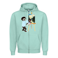 Seafoam bob sloth Zipper Hoodie - linhVisuals