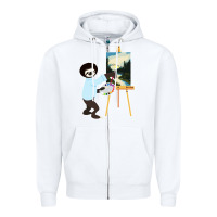 White bob sloth Zipper Hoodie - linhVisuals