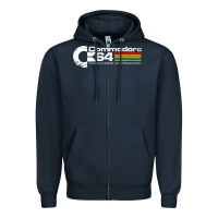 Navy #commodore 64 Zipper Hoodie - linhVisuals