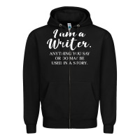 Black i am a writer Zipper Hoodie - linhVisuals