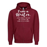 Burgundy i am a writer Zipper Hoodie - linhVisuals