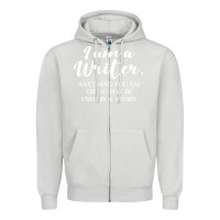 Dove Grey i am a writer Zipper Hoodie - linhVisuals