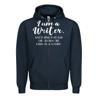 Navy i am a writer Zipper Hoodie - linhVisuals