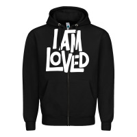 Black i am loved Zipper Hoodie - linhVisuals