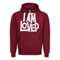Burgundy i am loved Zipper Hoodie - linhVisuals