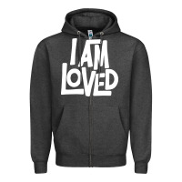 Charcoal Heather i am loved Zipper Hoodie - linhVisuals
