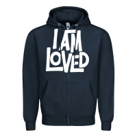 Navy i am loved Zipper Hoodie - linhVisuals