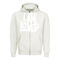 Oatmeal Heather i am loved Zipper Hoodie - linhVisuals